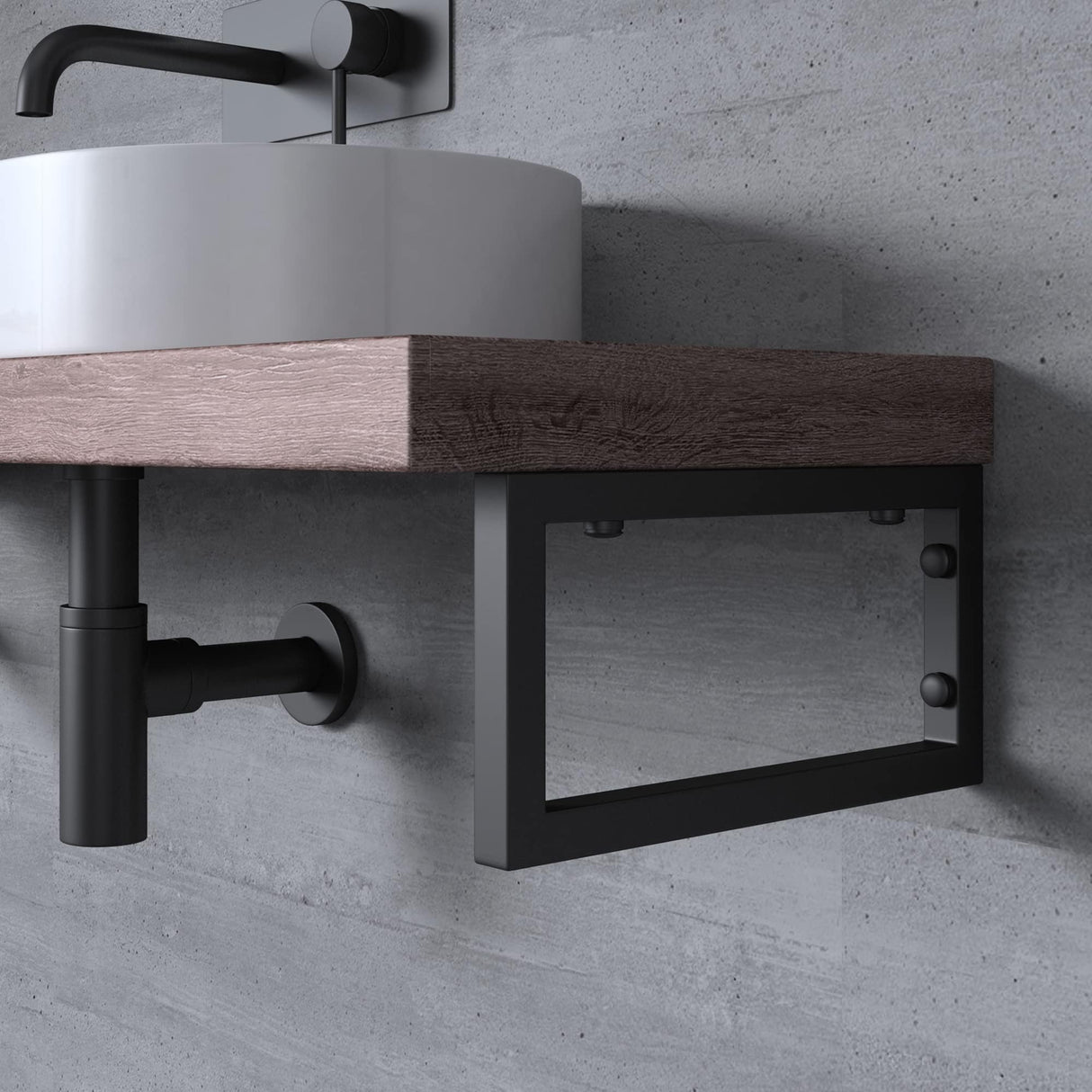 Console murale design Glasvilla en acier inoxydable, support de lavabo 3 pièces WH01