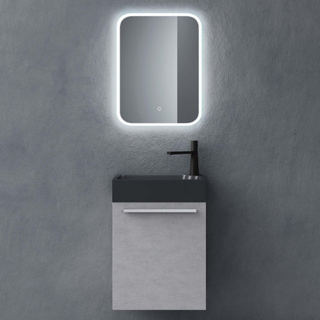 glasvilla Ensemble de Meubles de Salle de Bain avec Meuble Sous-Vasque Lavabo Anthracite Mat et Miroir de Salle de Bain LED 46x26x63 cm Pisa