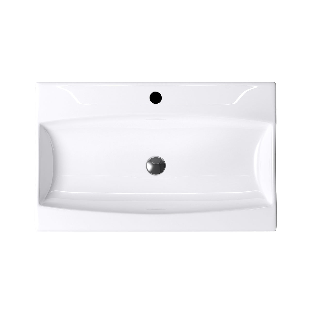 Lavabo à poser Glasvilla, Lavabo suspendu, Dimensions (L x H x P) : 63 x 40 x 12 cm, Céramique blanche avec revêtement nano, Bruxelles 890