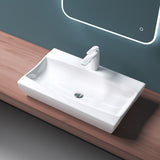 Lavabo à poser Glasvilla, Lavabo suspendu, Dimensions (L x H x P) : 63 x 40 x 12 cm, Céramique blanche avec revêtement nano, Bruxelles 890