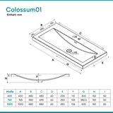 Lavabo Glasvilla, vasque encastrée, meuble-lavabo, en fonte minérale, rectangulaire, 1 trou de robinetterie, avec trop-plein, Col01
