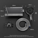 glasvilla Badewannenarmatur mit Handbrause Wasserfall Wannenarmatur Strahlarten Handbrause aus Messing inkl. Brausestange und Brauseschlauch