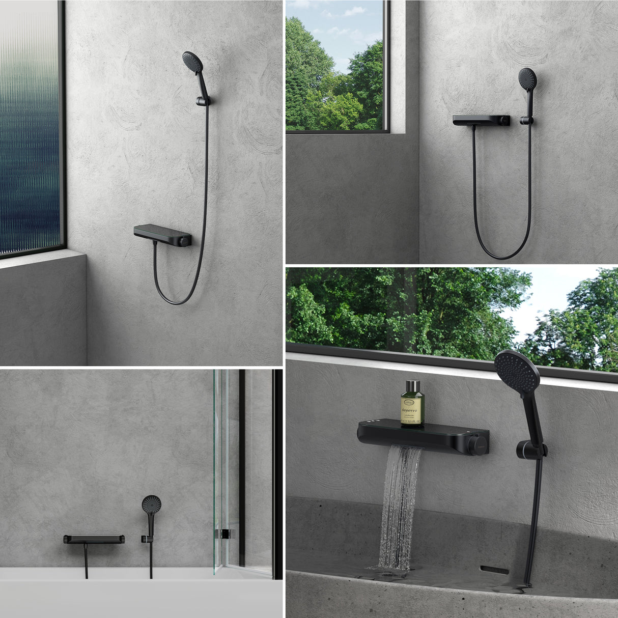 glasvilla Thermostat Badewannenarmatur mit Handbrause Wannenarmatur Wannenthermostat 4 Strahlarten Wandarmatur für Badewanne aus Messing inkl. Brauseschlauch Duschsystem8