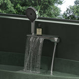 glasvilla Badewannenarmatur mit Handbrause Wasserfall Wannenarmatur Strahlarten Handbrause aus Messing inkl. Brausestange und Brauseschlauch