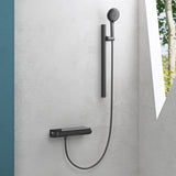 Système de douche Glasvilla avec thermostat, kit de robinetterie complet avec verrouillage de sécurité, 3 jets, pommeau de douche réglable en hauteur avec bec inférieur en laiton, système de douche 9