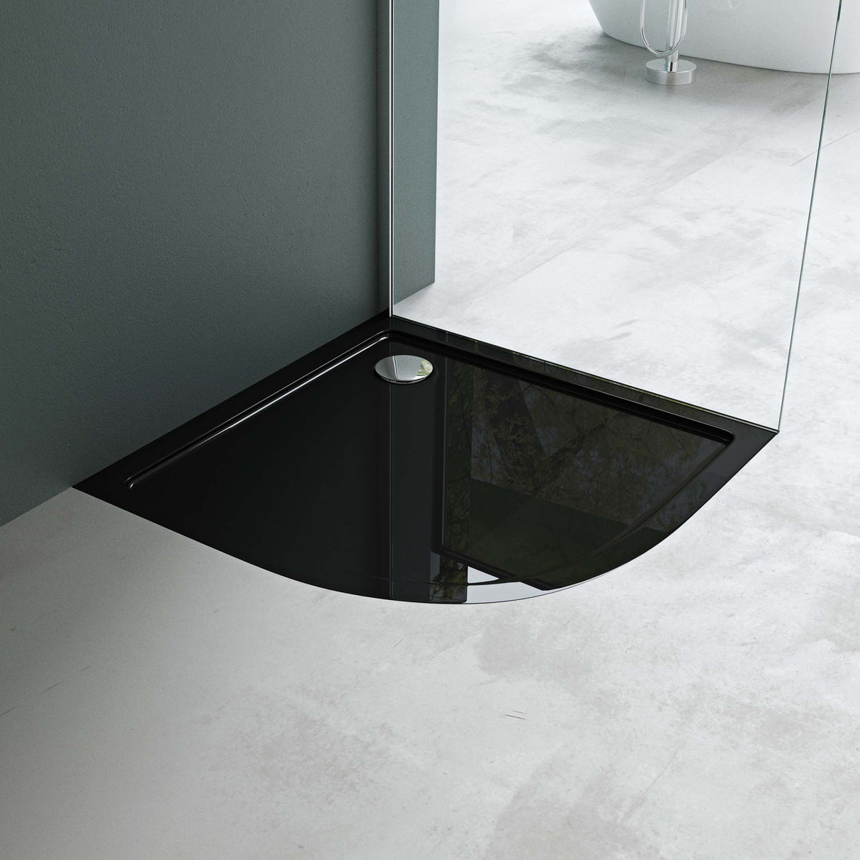 Receveur de douche Glasvilla en acrylique sanitaire, quart de cercle Faro3