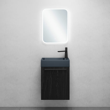 glasvilla Ensemble de Meubles de Salle de Bain avec Meuble Sous-Vasque Lavabo Anthracite Mat et Miroir de Salle de Bain LED 46x26x63 cm Pisa