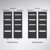 glasvilla Radiateur de Salle de Bain Raccordement Latéral Plat et Raccordement Central Radiateur Panneau Chauffe-Serviettes Horizontal FH