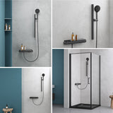 Système de douche Glasvilla avec thermostat, kit de robinetterie complet avec verrouillage de sécurité, 3 jets, pommeau de douche réglable en hauteur avec bec inférieur en laiton, système de douche 9