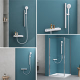 Système de douche Glasvilla avec thermostat, kit de robinetterie complet avec verrouillage de sécurité, 3 jets, pommeau de douche réglable en hauteur avec bec inférieur en laiton, système de douche 9