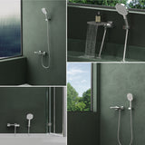 glasvilla Badewannenarmatur mit Handbrause Wasserfall Wannenarmatur Strahlarten Handbrause aus Messing inkl. Brausestange und Brauseschlauch