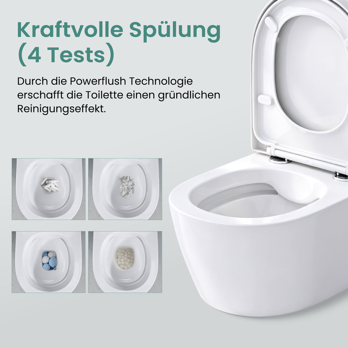 Glasvilla Design – Inodoro suspendido sin reborde en cerámica blanca con asiento Soft-Close