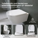 Glasvilla Design – Inodoro suspendido sin reborde en cerámica blanca con asiento Soft-Close