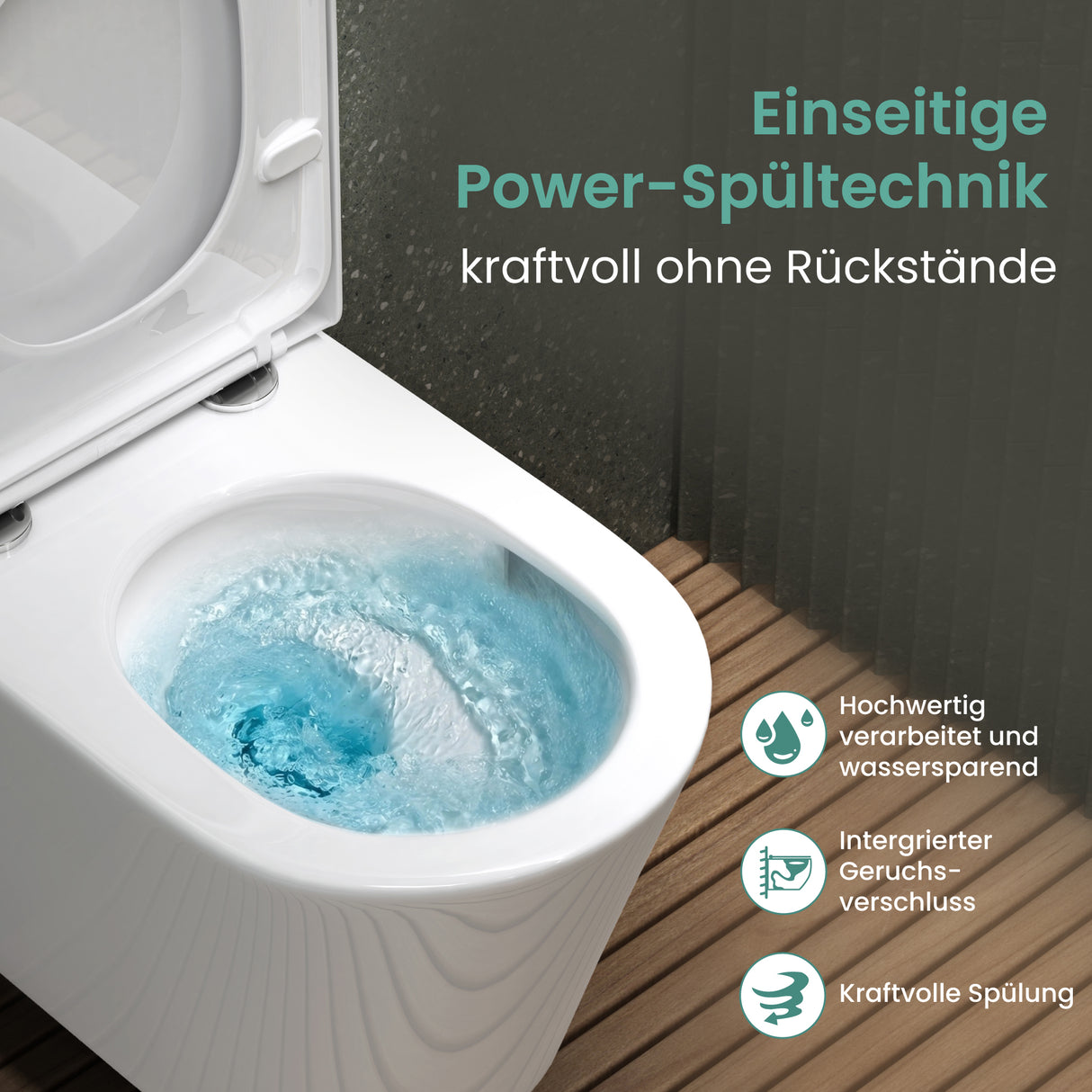 glasvilla Sanitari Bagno Sospeso in Ceramica, WC Sospeso senza Brida con Chiusura di Soft Close Aachen108