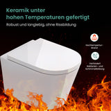 Glasvilla Design – Inodoro suspendido sin reborde en cerámica blanca con asiento Soft-Close