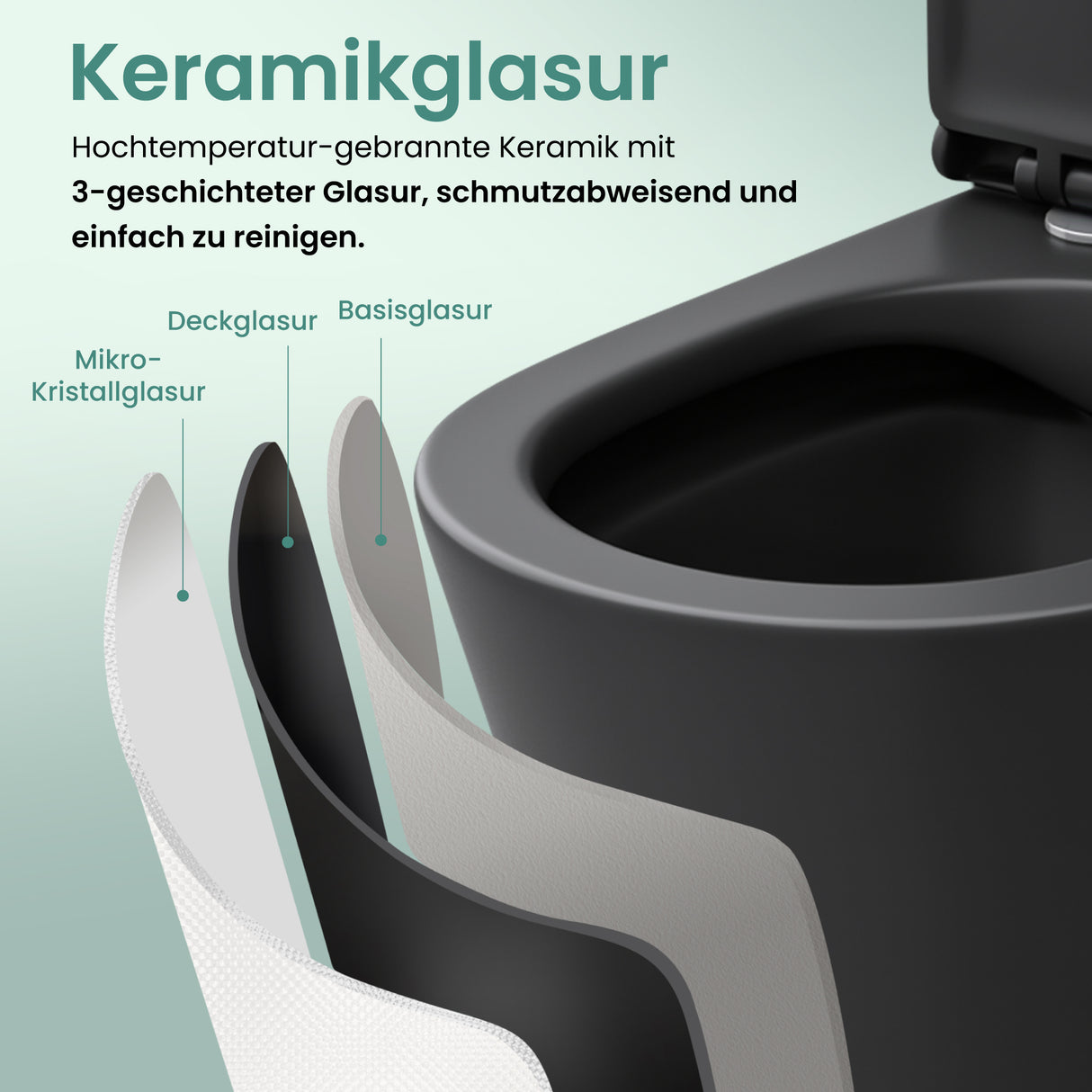 glasvilla Sanitari Bagno Sospeso in Ceramica, WC Sospeso senza Brida con Chiusura di Soft Close Aachen108
