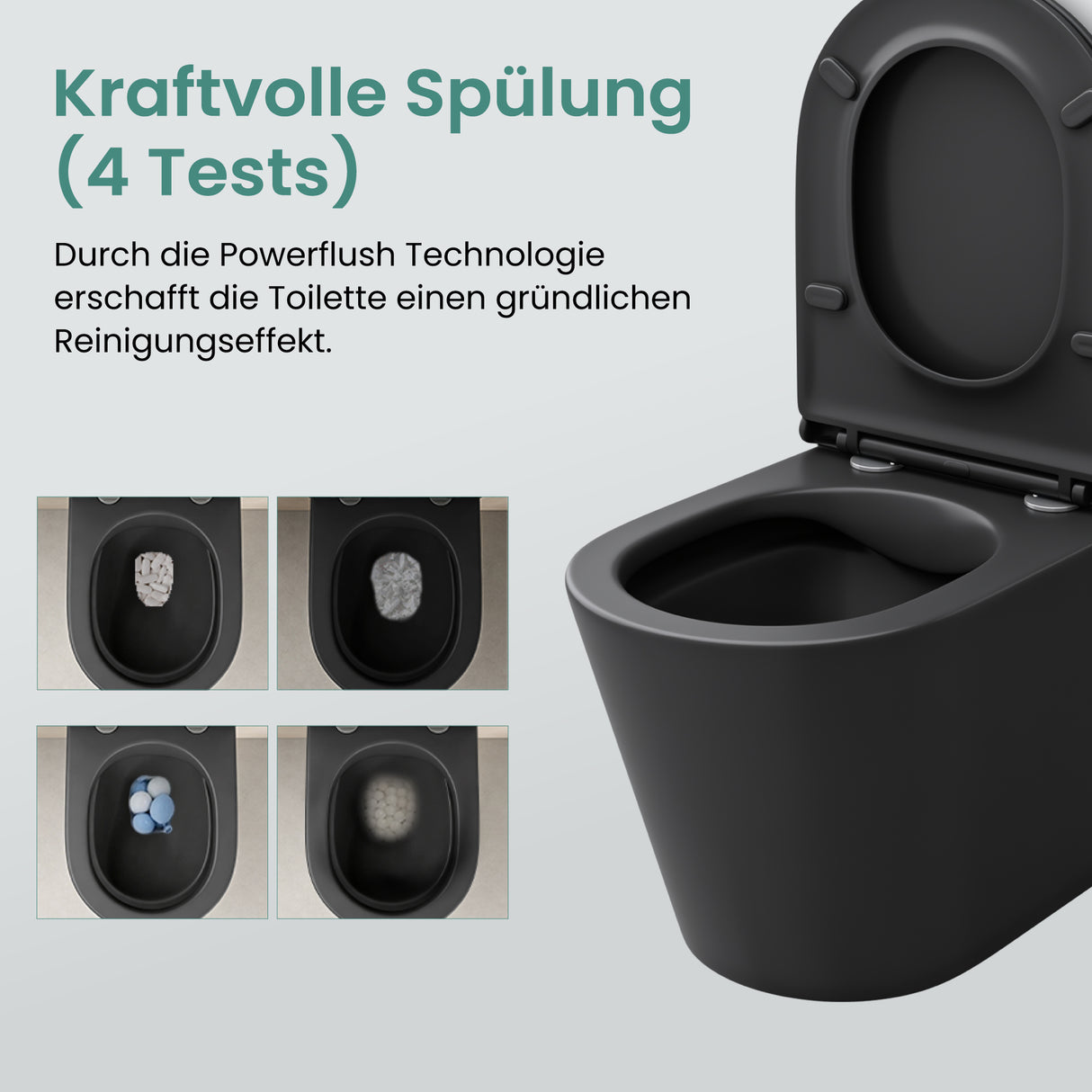 glasvilla Sanitari Bagno Sospeso in Ceramica, WC Sospeso senza Brida con Chiusura di Soft Close Aachen108