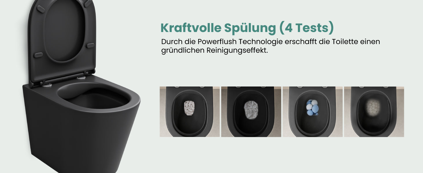 glasvilla Sanitari Bagno Sospeso in Ceramica, WC Sospeso senza Brida con Chiusura di Soft Close Aachen108