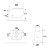 glasvilla Spülrandlos Wand WC schwarz Hänge WC + WC Sitz (mit Softclose) A112 NEU!!!