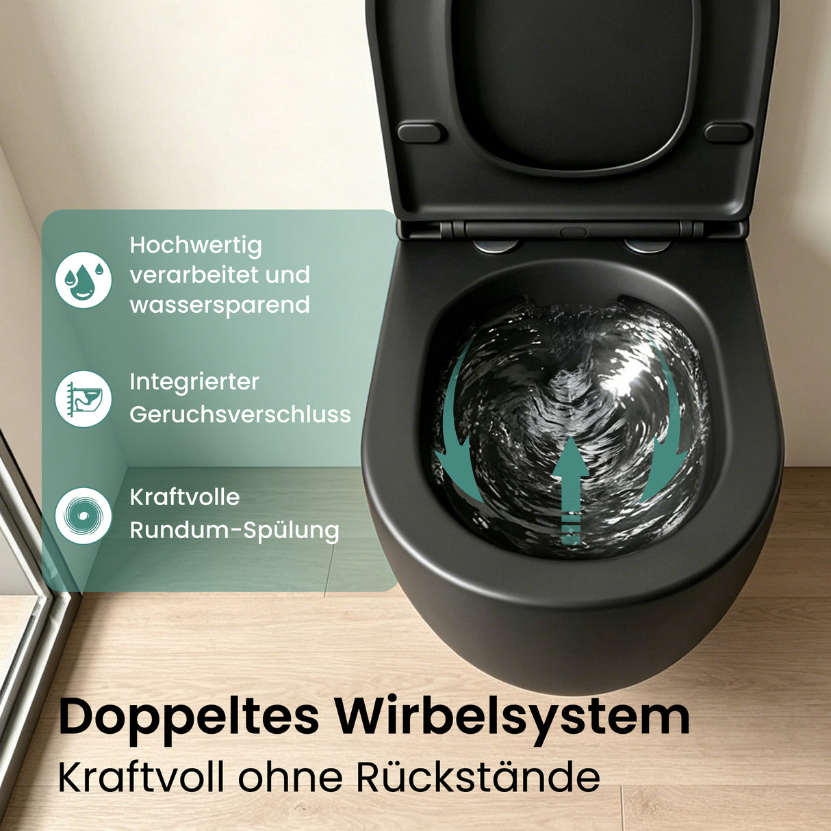 glasvilla Sanitari Bagno Sospeso in Ceramica WC Sospeso senza Brida con Chiusura di Soft Close