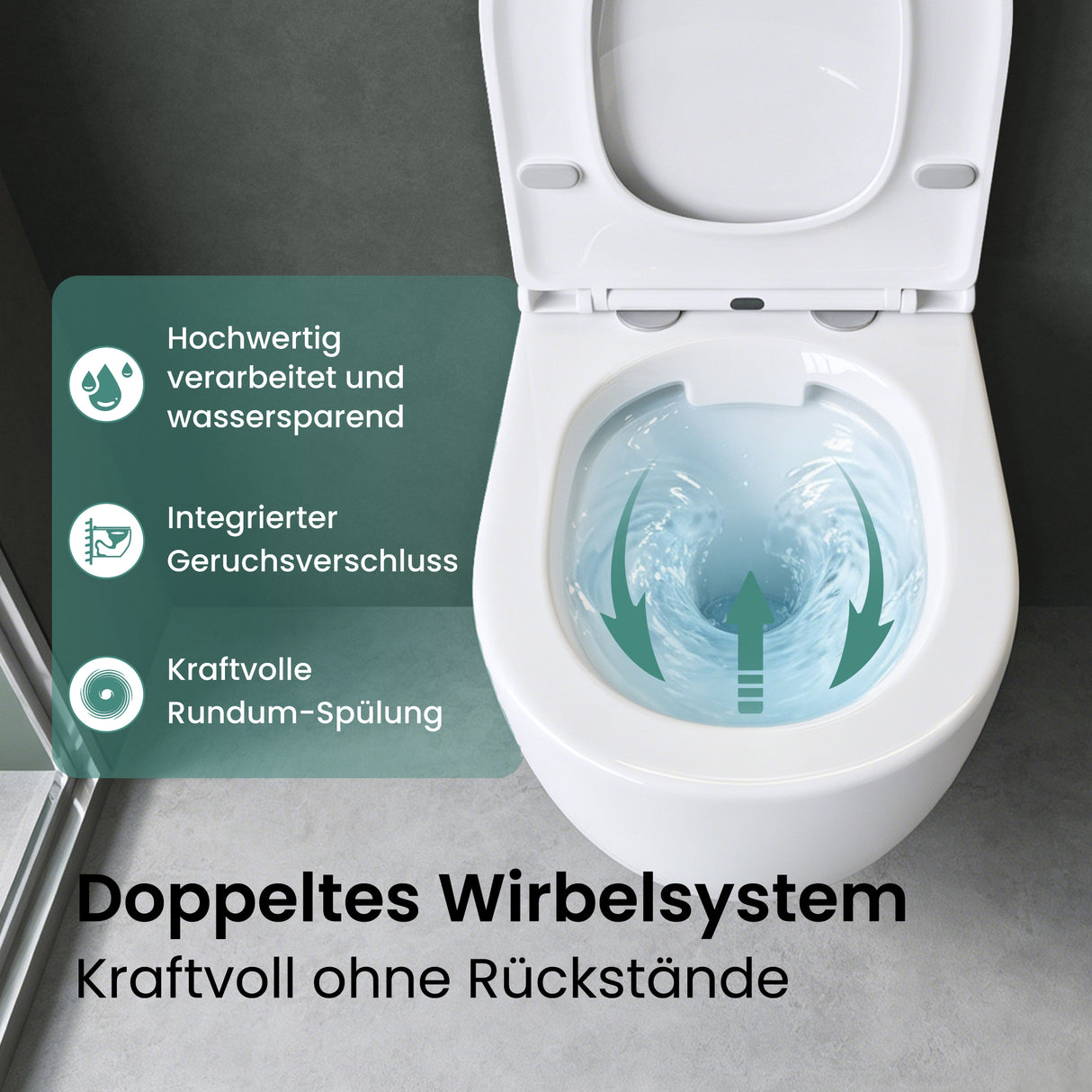 glasvilla Sanitari Bagno Sospeso in Ceramica WC Sospeso senza Brida con Chiusura di Soft Close