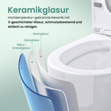 glasvilla Sanitari Bagno Sospeso in Ceramica WC Sospeso senza Brida con Chiusura di Soft Close