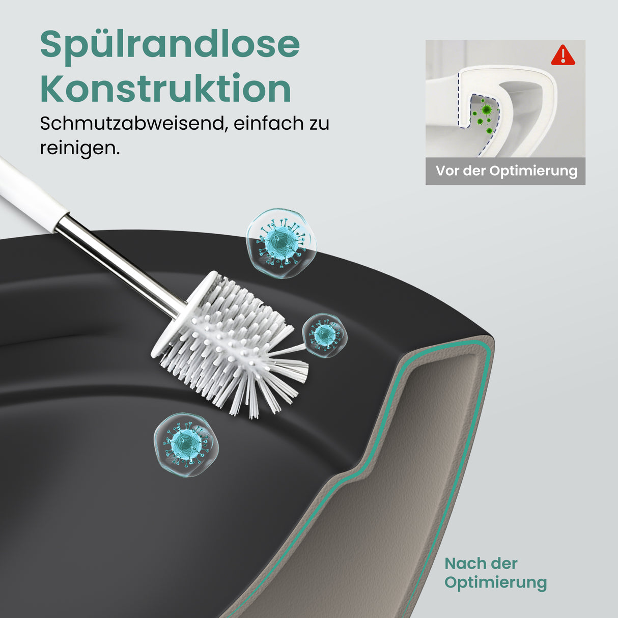glasvilla Sanitari Bagno Sospeso in Ceramica WC Sospeso senza Brida con Chiusura di Soft Close