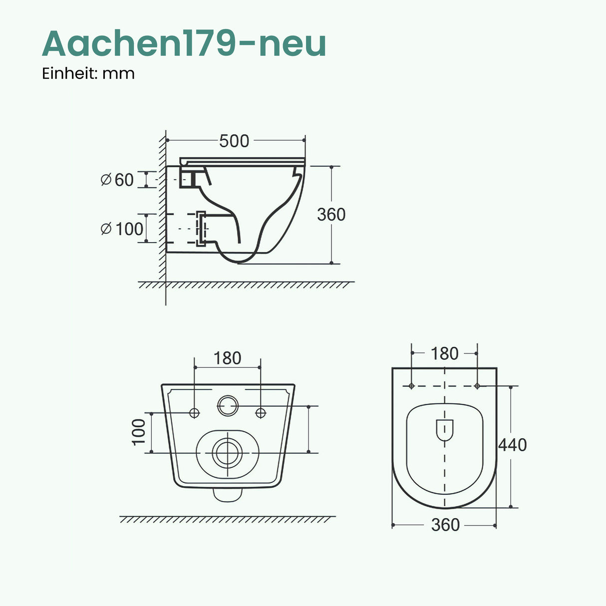 glasvilla Sanitari Bagno Sospeso in Ceramica WC Sospeso senza Brida con Chiusura di Soft Close