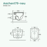 glasvilla Sanitari Bagno Sospeso in Ceramica WC Sospeso senza Brida con Chiusura di Soft Close