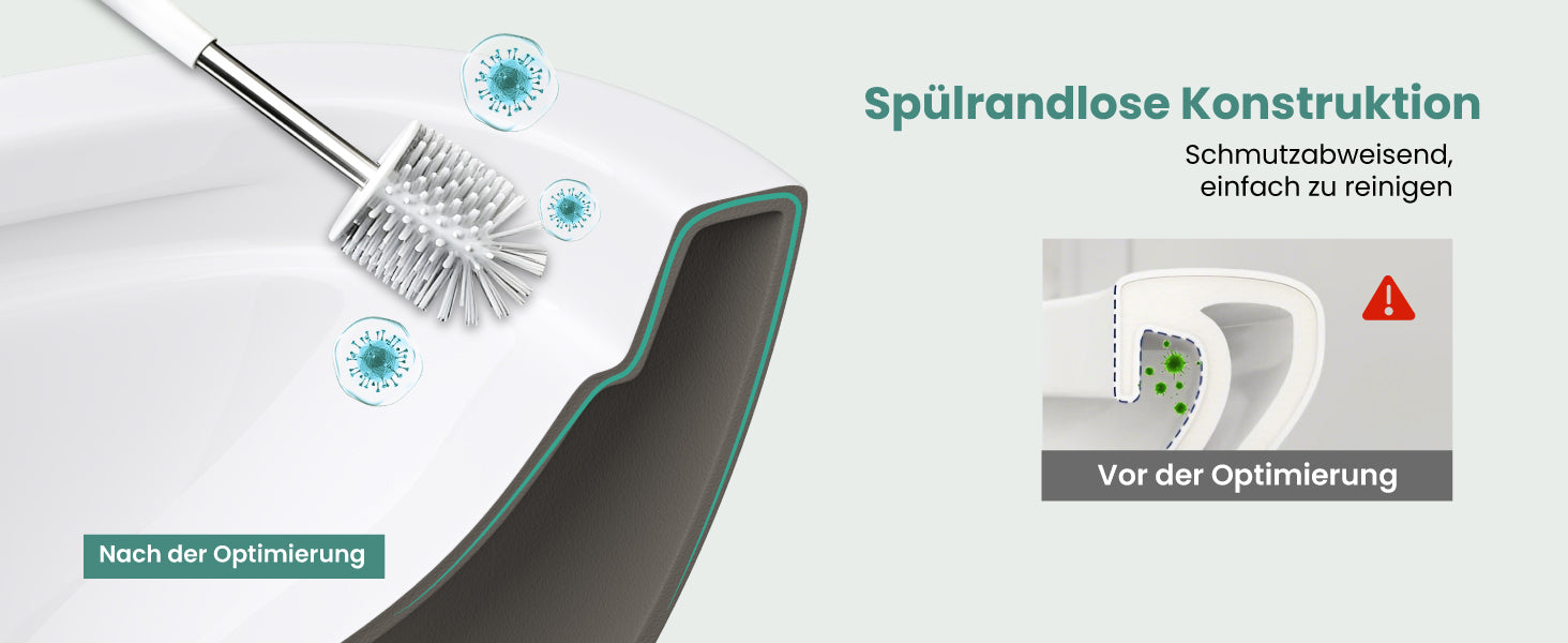 glasvilla Sanitari Bagno Sospeso in Ceramica WC Sospeso senza Brida con Chiusura di Soft Close