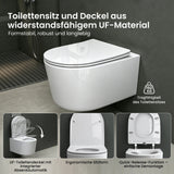 Glasvilla Design – Inodoro suspendido sin reborde en cerámica blanca con asiento Soft-Close