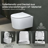 Glasvilla Design – Inodoro suspendido sin reborde en cerámica blanca con asiento Soft-Close