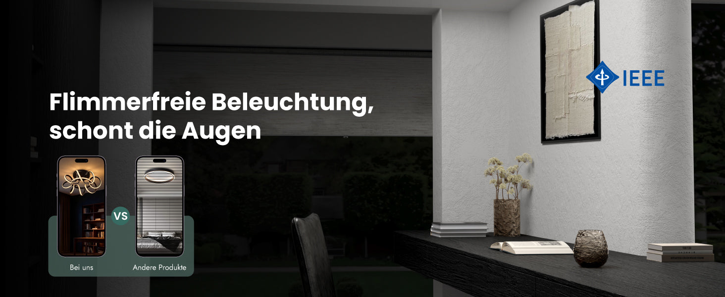 glasvilla Deckenlampe, dimmbar 3000-6400K,mit Fernbedienung | LED Deckenleuchte,112W Schwarz,Moderne,für Schlafzimmer, Wohnzimmer, Kinderzimmer Nuvora06