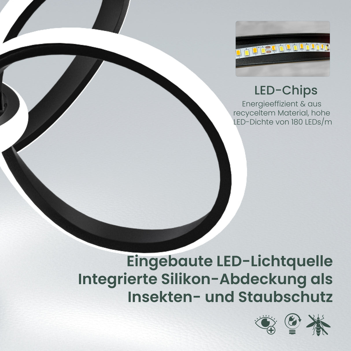 glasvilla Plafonnier LED avec Télécommande Intensité Lumineuse Réglable en Continu 3000 à 6400K Sans Scintillement 65W Noir Idéal pour Chambre Salon Bureau ou Couloir