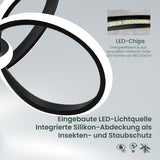 glasvilla Plafonnier LED avec Télécommande Intensité Lumineuse Réglable en Continu 3000 à 6400K Sans Scintillement 65W Noir Idéal pour Chambre Salon Bureau ou Couloir