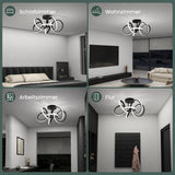 lampara de techo LED glasvilla con control remoto, regulable sin escalas 3000-6400K, lámpara de habitación sin parpadeo 65W negra para dormitorio, sala de estar, oficina, pasillo