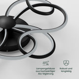 Glasvilla Design – Lámpara de techo LED negra con mando a distancia, regulable 3000–6400K (112W, 64 cm)