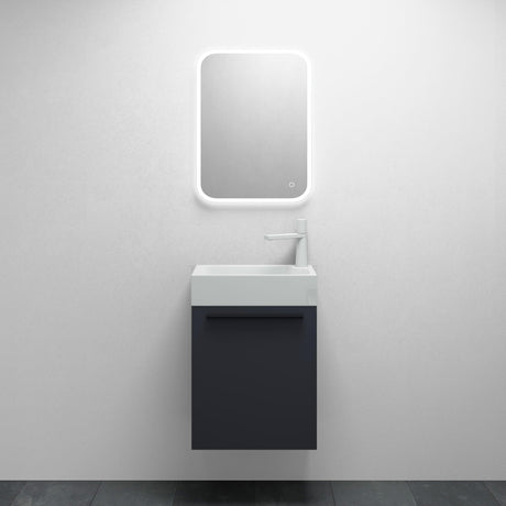 glasvilla Ensemble de Meubles de Salle de Bain Petit Meuble Sous-Vasque 46 cm Meuble Bas avec Vasque Blanche en Solid Surface pour WC Invités Pisa