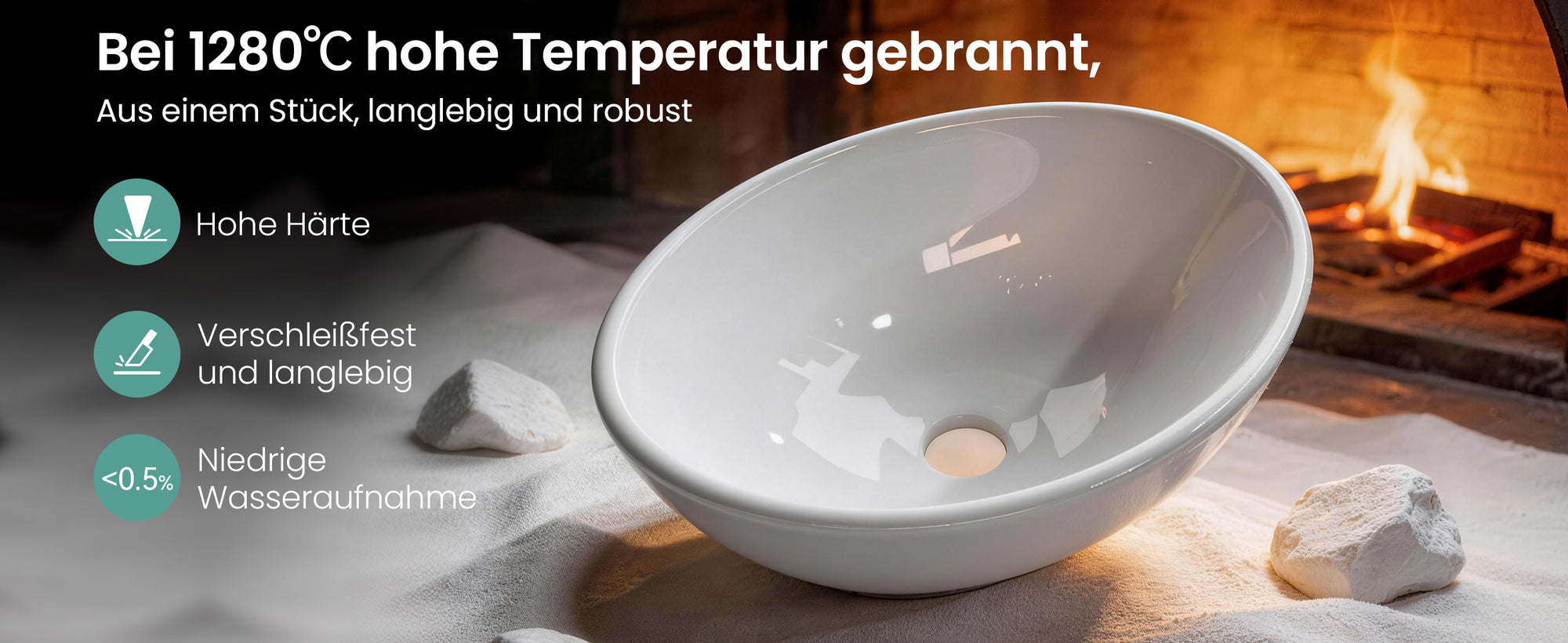 glasvilla Lavabo da Appoggio in Ceramica Lavandino Bagno da Appoggio Nano Rivestimenti Inclusi Brüssel205