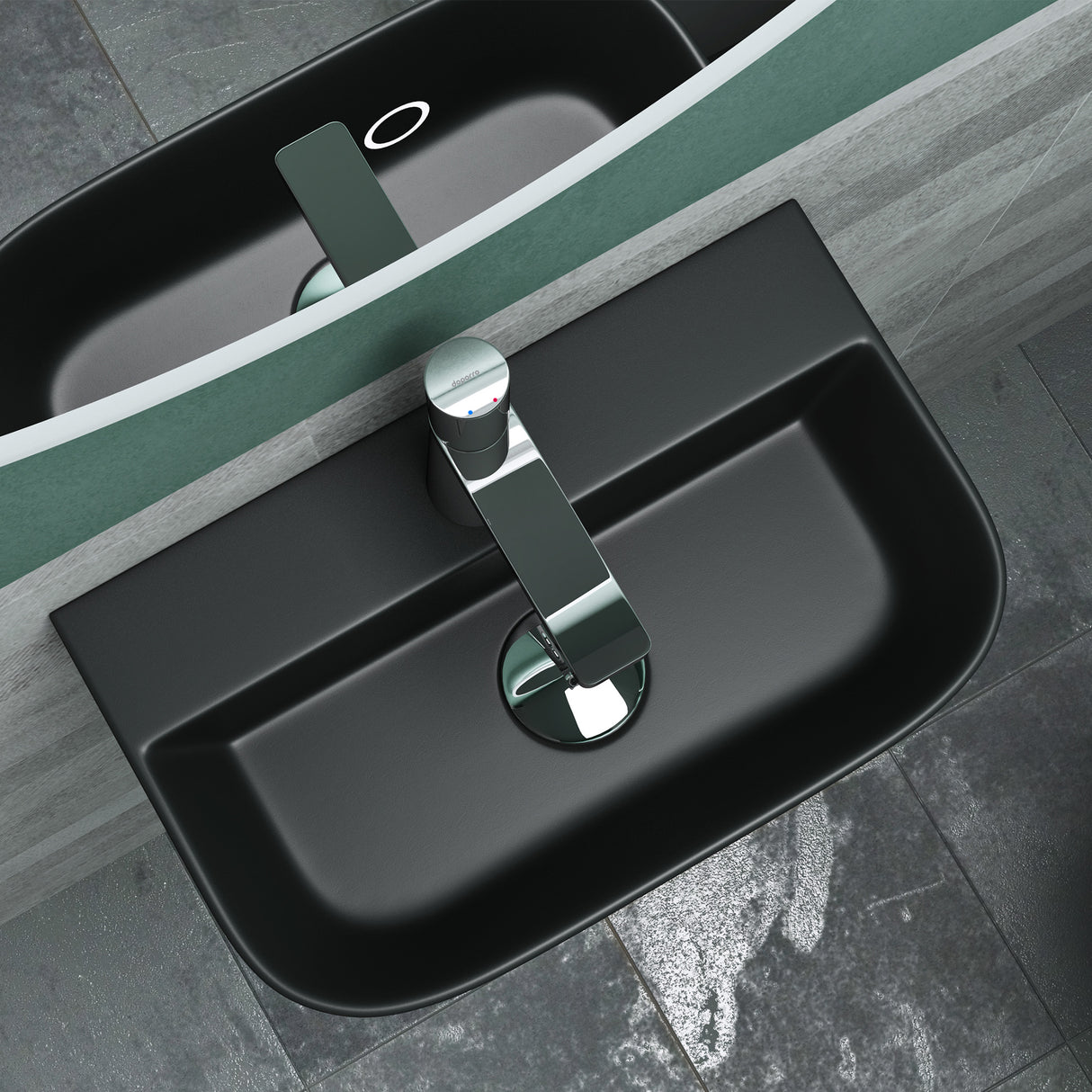 glasvilla Lavabo da Appoggio 38x23,5x8cm Lavabo Bagno Sospeso in Ceramica Lavandino Bagno Brüssel003