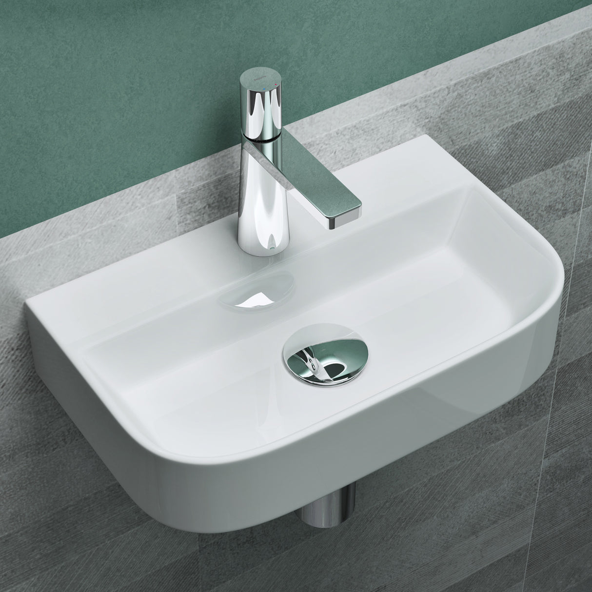 glasvilla Lavabo da Appoggio 38x23,5x8cm Lavabo Bagno Sospeso in Ceramica Lavandino Bagno Brüssel003