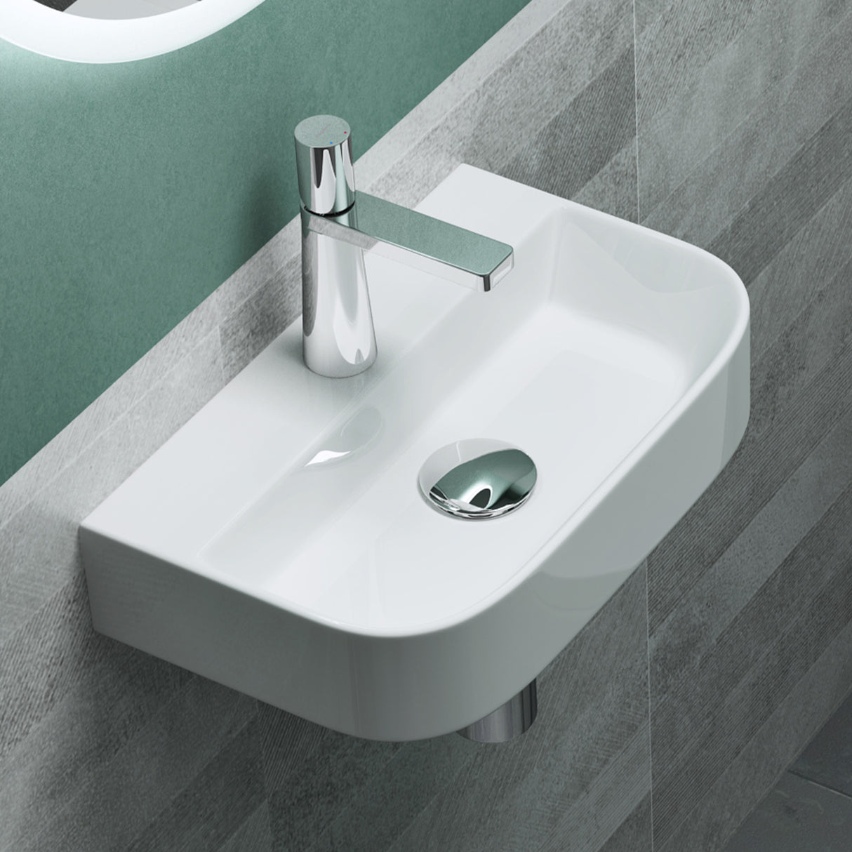 glasvilla Lavabo da Appoggio 38x23,5x8cm Lavabo Bagno Sospeso in Ceramica Lavandino Bagno Brüssel003