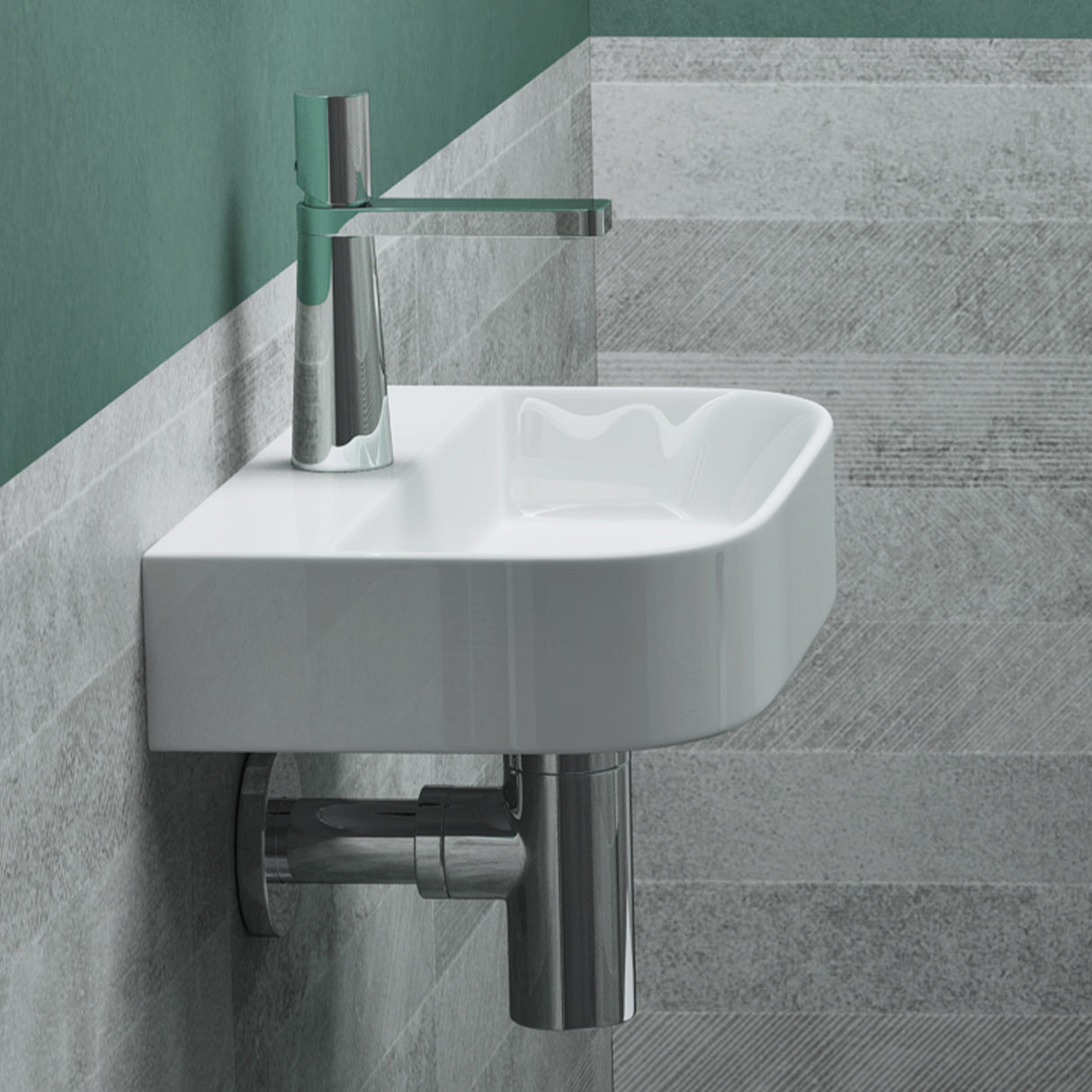 glasvilla Lavabo da Appoggio 38x23,5x8cm Lavabo Bagno Sospeso in Ceramica Lavandino Bagno Brüssel003