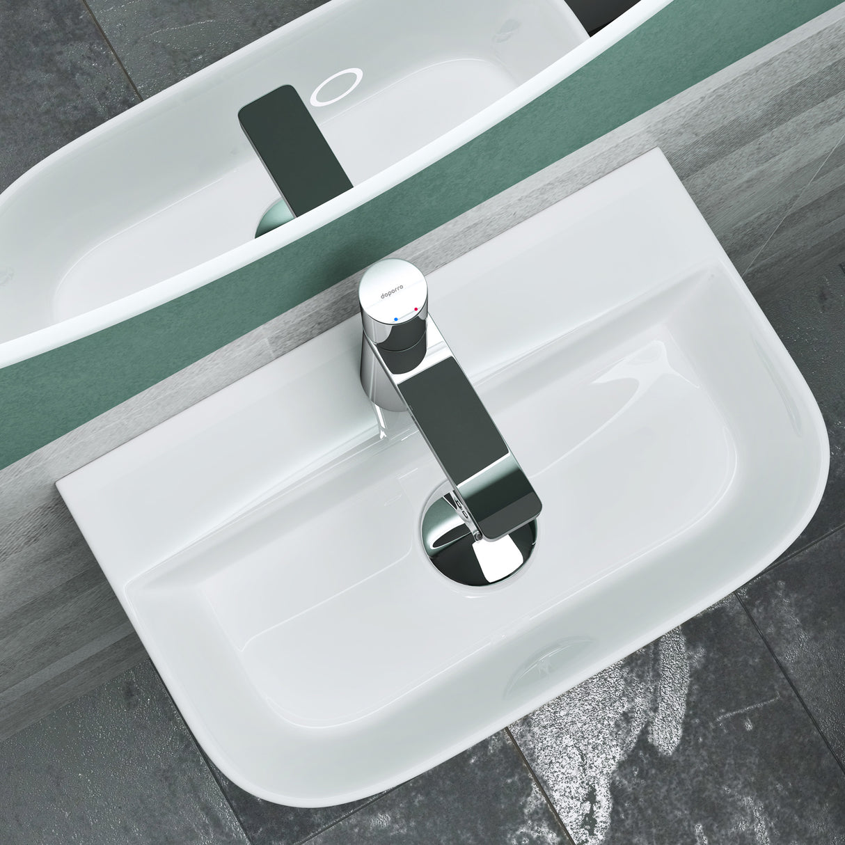 glasvilla Lavabo da Appoggio 38x23,5x8cm Lavabo Bagno Sospeso in Ceramica Lavandino Bagno Brüssel003