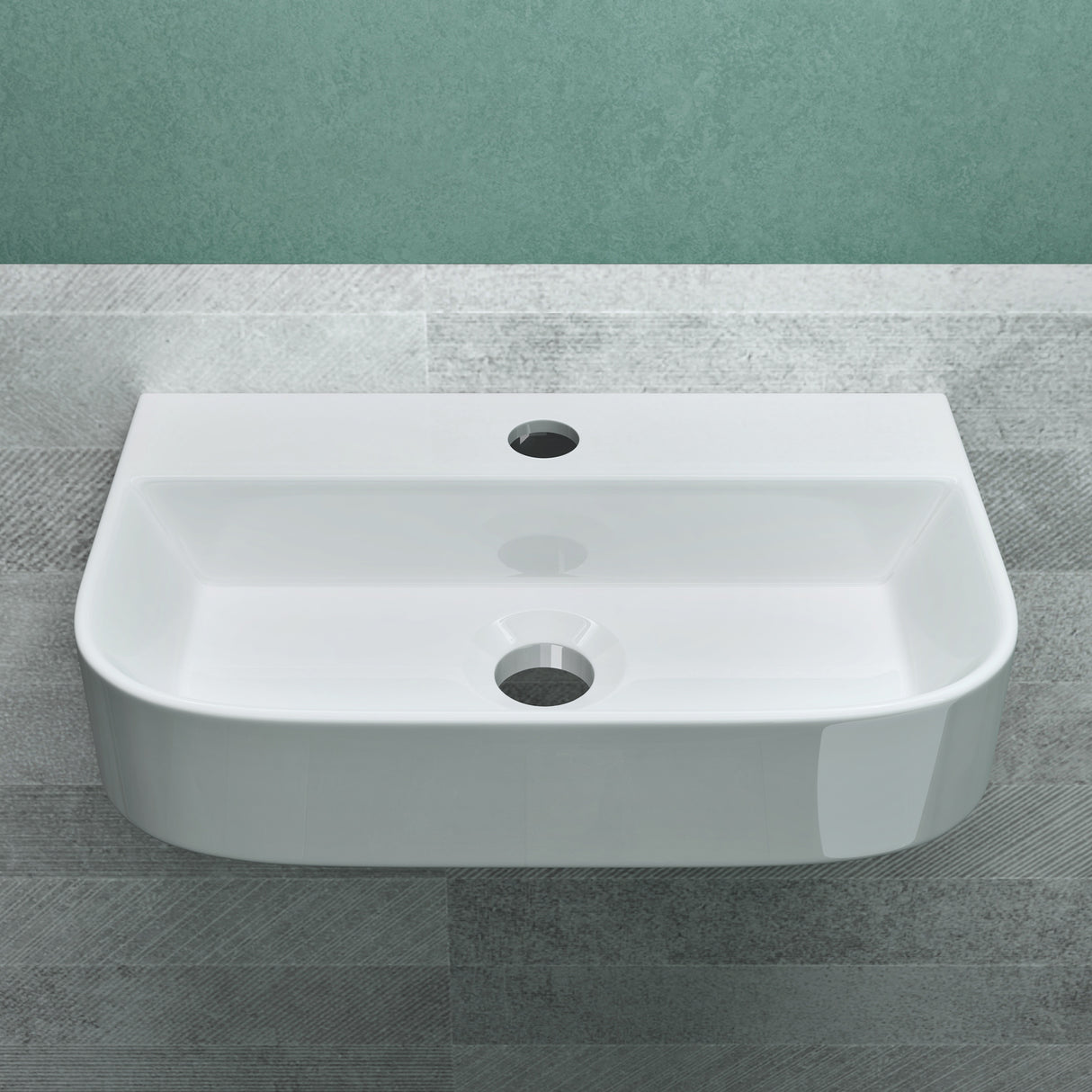 glasvilla Lavabo da Appoggio 38x23,5x8cm Lavabo Bagno Sospeso in Ceramica Lavandino Bagno Brüssel003