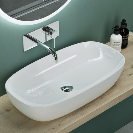 Glasvilla Lavabo sobre encimera de cerámica Brüssel104 con recubrimiento nano – Diseño moderno, fácil limpieza