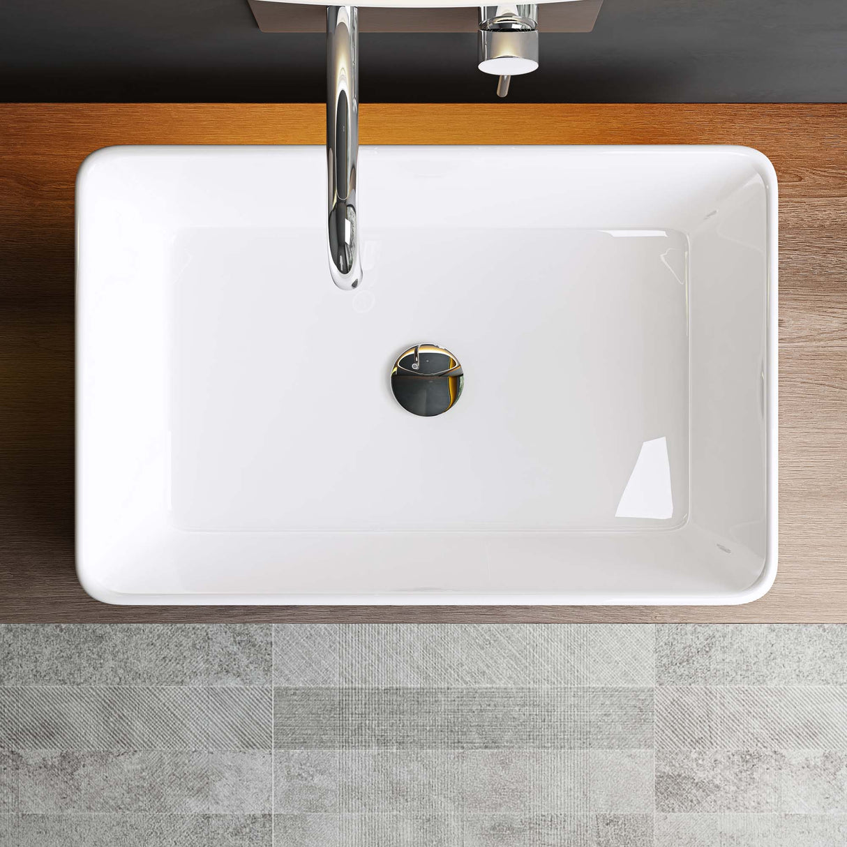 Vasque à poser Glasvilla, dimensions L x P x H : 59 x 38 x 13,5 cm, en céramique, Bruxelles 105D