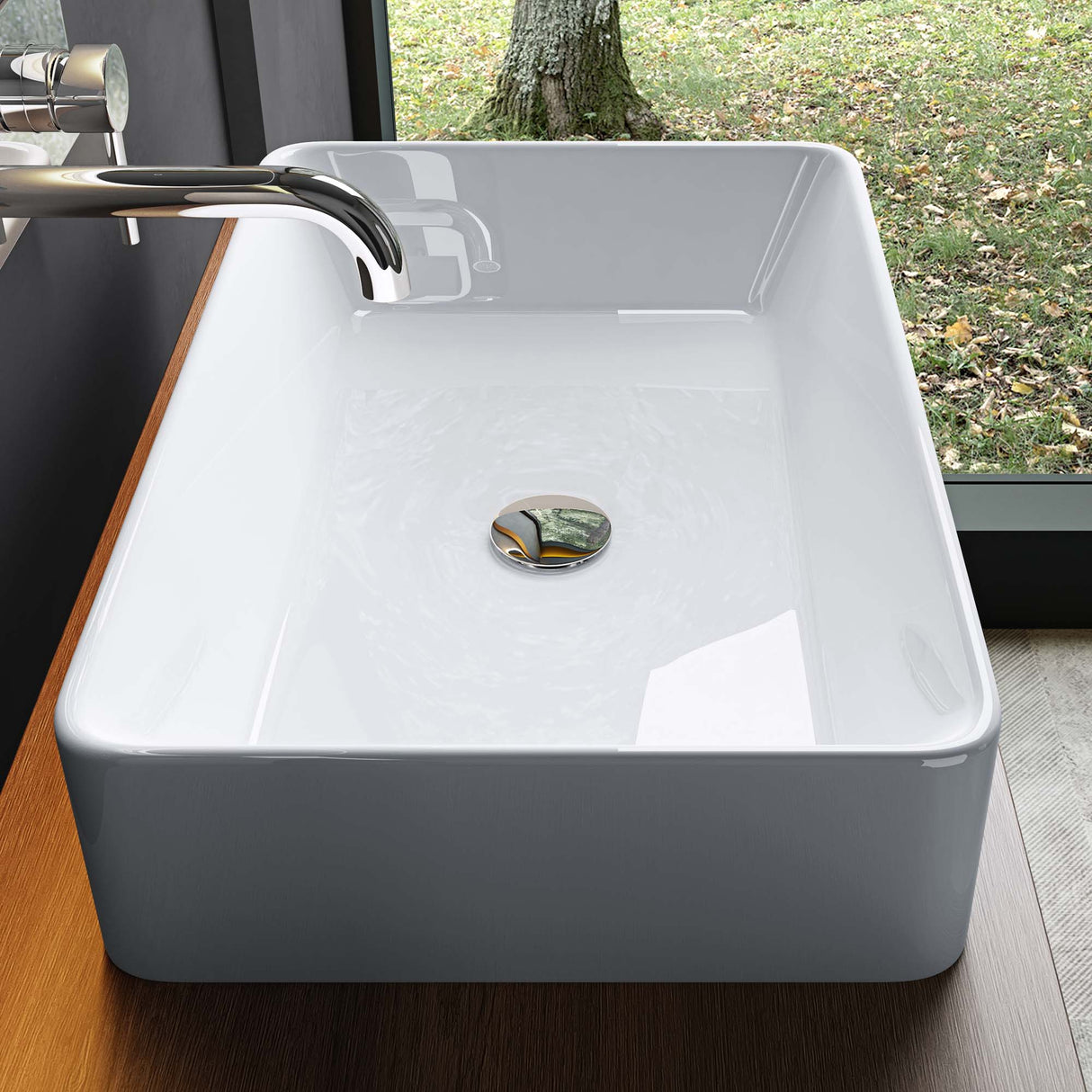 Vasque à poser Glasvilla, dimensions L x P x H : 59 x 38 x 13,5 cm, en céramique, Bruxelles 105D