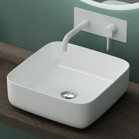 glasvilla lavabo lavabo de encimera lavabo de cerámica en blanco rectangular con recubrimiento nano/efecto loto Bruselas106