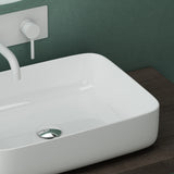 Vasque à poser Glasvilla, meuble vasque en céramique blanche, rectangulaire avec revêtement nano/effet lotus, Bruxelles 106